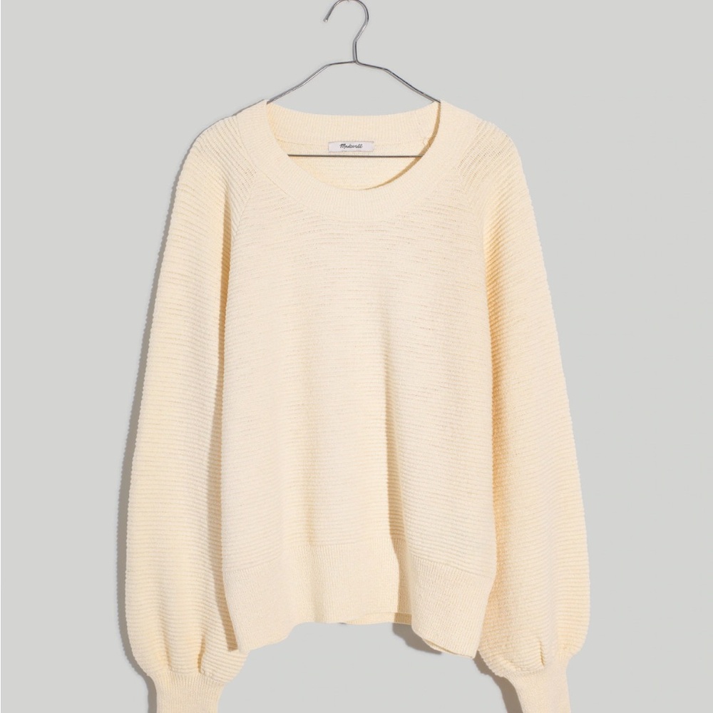 MADEWELL Corbett Ribbed Balloon-Sleeve Sweater - Antique Cream - Medium